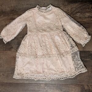Elegant Lace Kids Dress in Cream